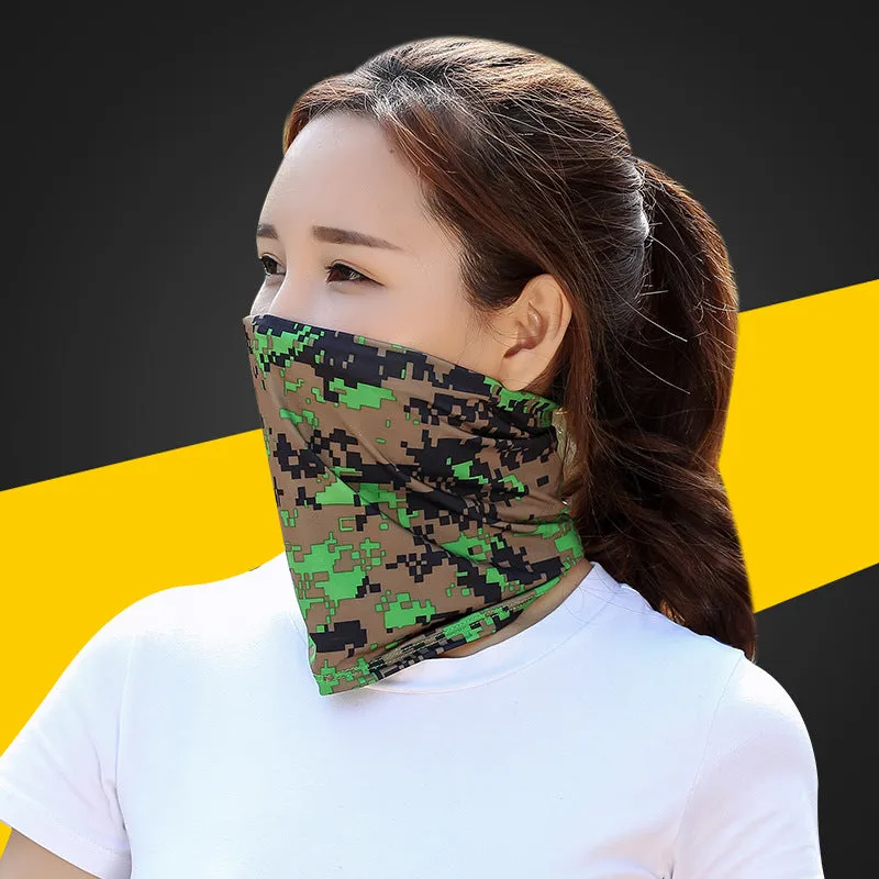 2PCs Headscarf Breathable Sweat Absorbing Ice Silk Neck Bandana Head Cover Sun Protection Mask