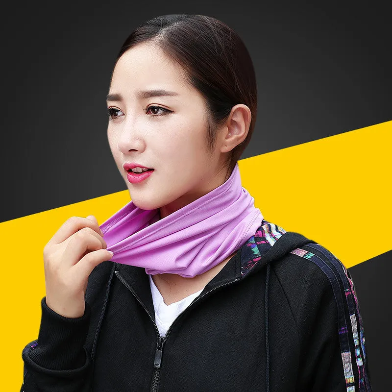 2PCs Headscarf Breathable Sweat Absorbing Ice Silk Neck Bandana Head Cover Sun Protection Mask