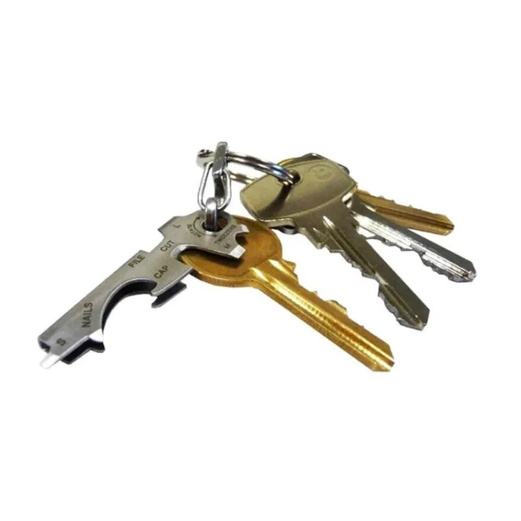 8 in 1 Multitools EDC Stainless Steel Keychain Outdoor Survival Gear Gadget(Silver)