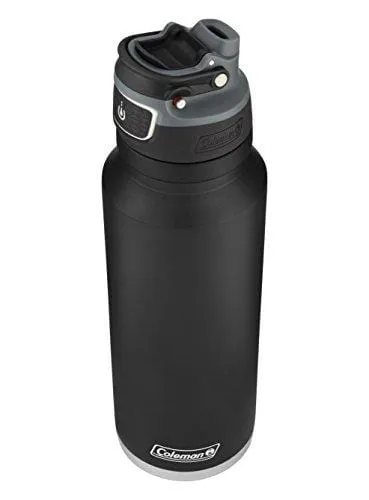 Coleman FreeFlow AUTOSEAL Insulated Stainless Steel Water Bottle, Black, 40 oz.