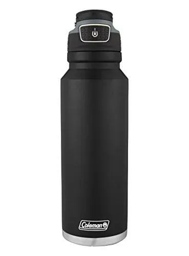 Coleman FreeFlow AUTOSEAL Insulated Stainless Steel Water Bottle, Black, 40 oz.