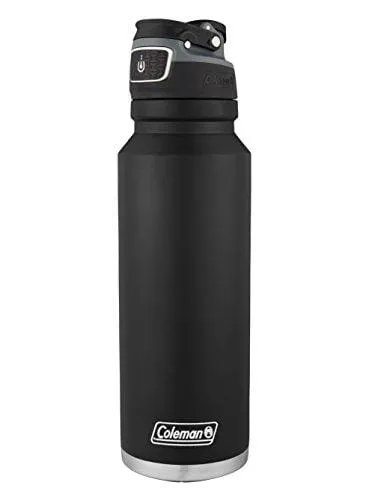Coleman FreeFlow AUTOSEAL Insulated Stainless Steel Water Bottle, Black, 40 oz.