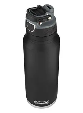 Coleman FreeFlow AUTOSEAL Insulated Stainless Steel Water Bottle, Black, 40 oz.