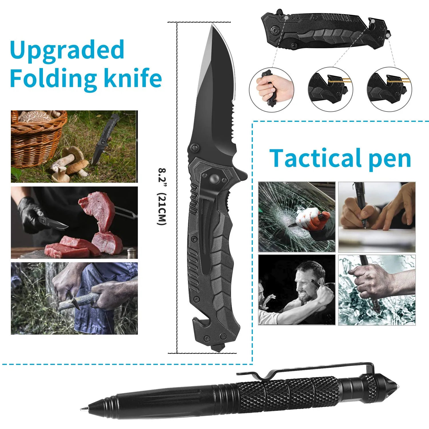 Gifts for Men Him Boys, Upgraded Survival Gear Kit 15 in 1 for Dad, Fishing Hunting Camping Birthday Gifts Ideas for Him Boyfriend, Emergency Tool Gift Ideas for Teen Boy Husband