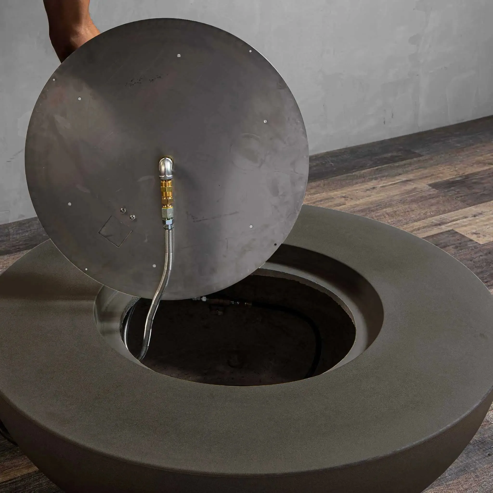 Gravity 45" W Brown Round Concrete Match Lit Natural Gas Fire Pit - SD-FP-GRAV-4516-BRN-ML by Starfire Designs
