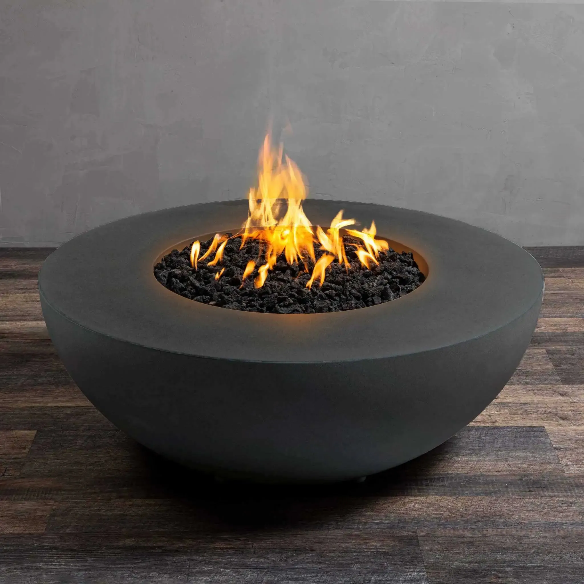Gravity 45" W Graphite Round Concrete Match Lit Natural Gas Fire Pit - SD-FP-GRAV-4516-GRPH-ML by Starfire Designs