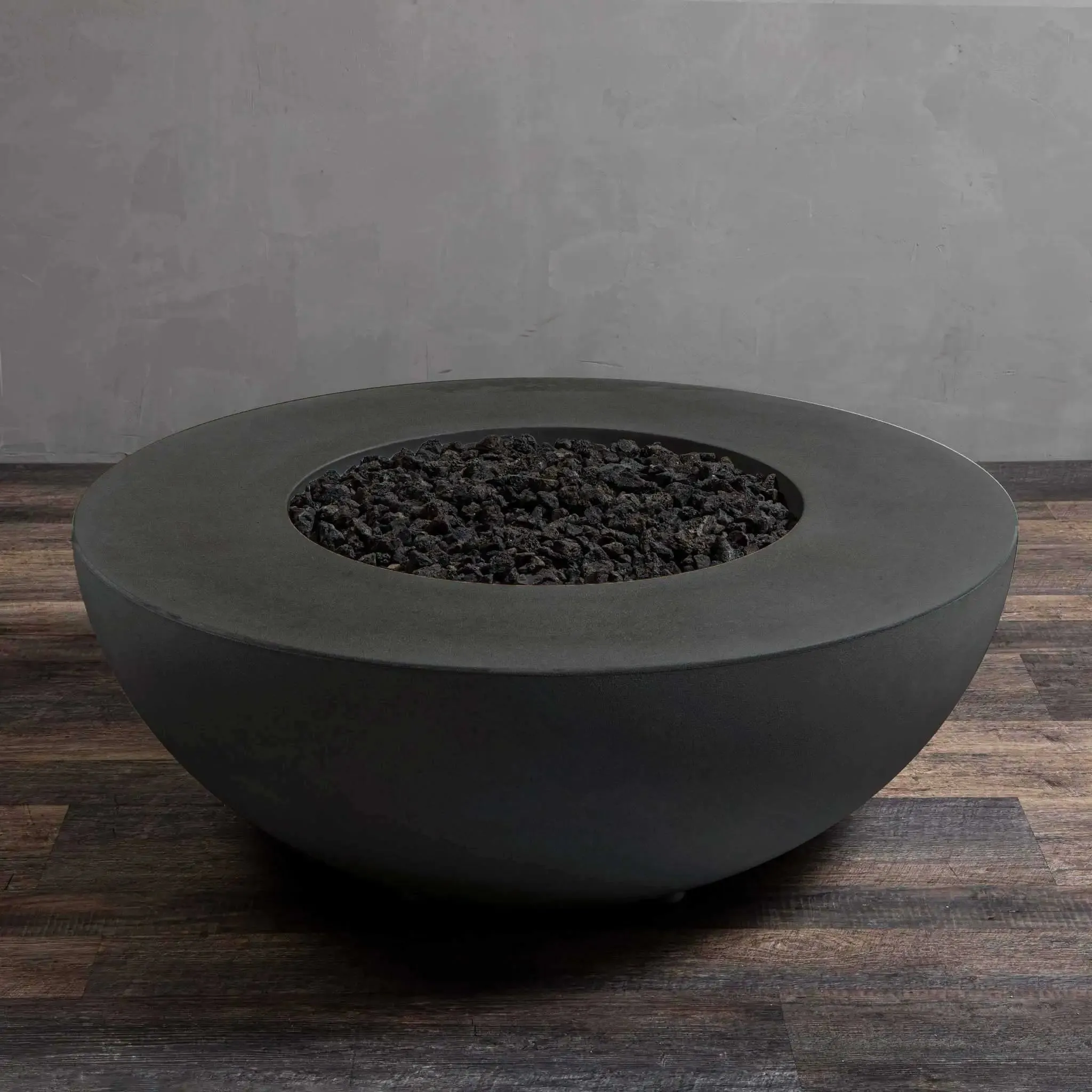Gravity 45" W Graphite Round Concrete Match Lit Natural Gas Fire Pit - SD-FP-GRAV-4516-GRPH-ML by Starfire Designs