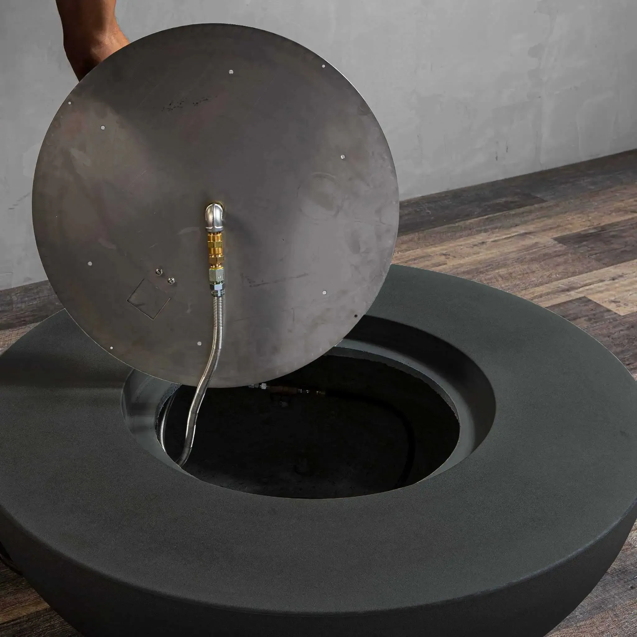 Gravity 45" W Graphite Round Concrete Match Lit Natural Gas Fire Pit - SD-FP-GRAV-4516-GRPH-ML by Starfire Designs