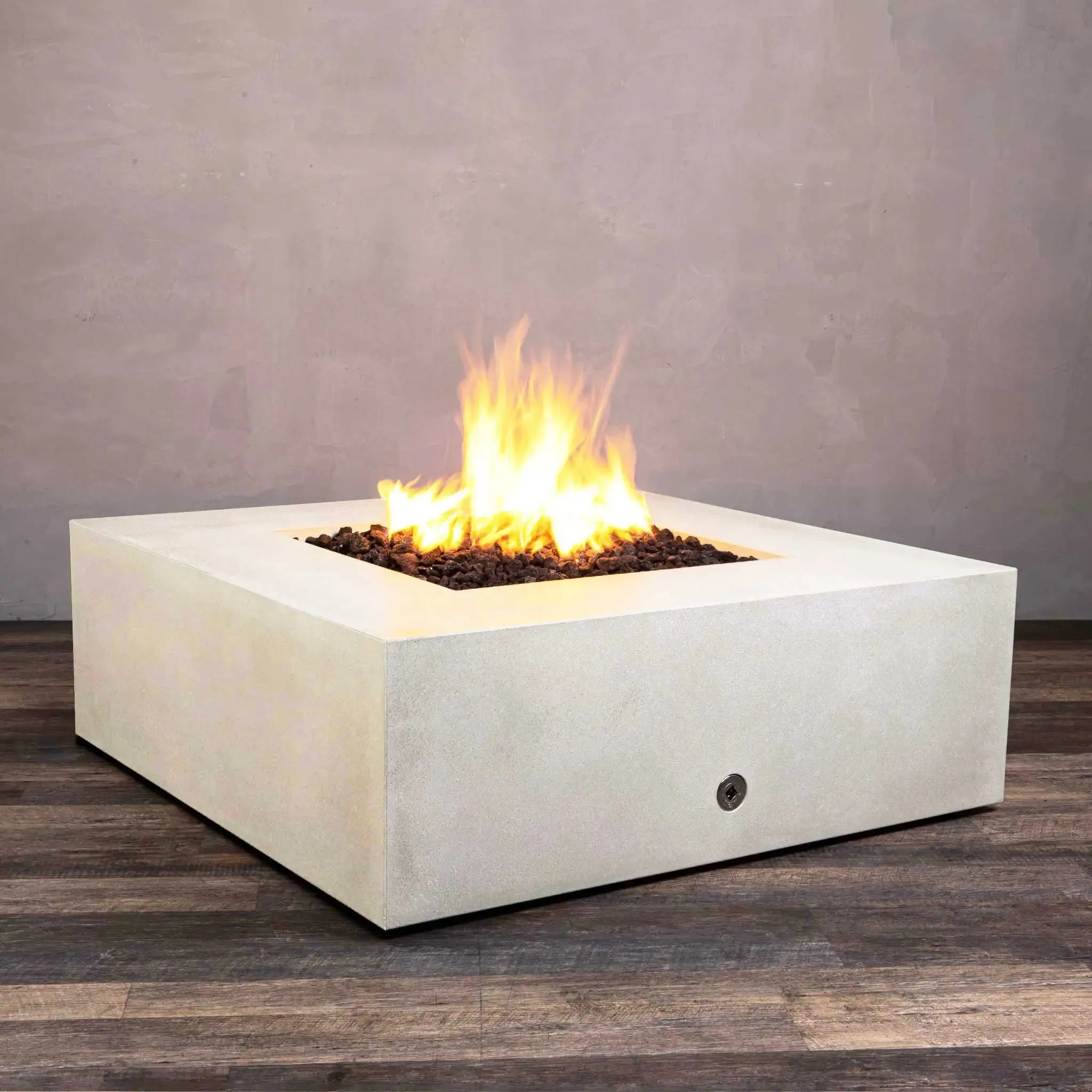 Gravity 45" W White Square Concrete CSA Electronic Ignition High/Low Natural Gas Fire Pit - SD-FP-GRAV-454516-WHT-ELECCSAHL-NG by Starfire Designs