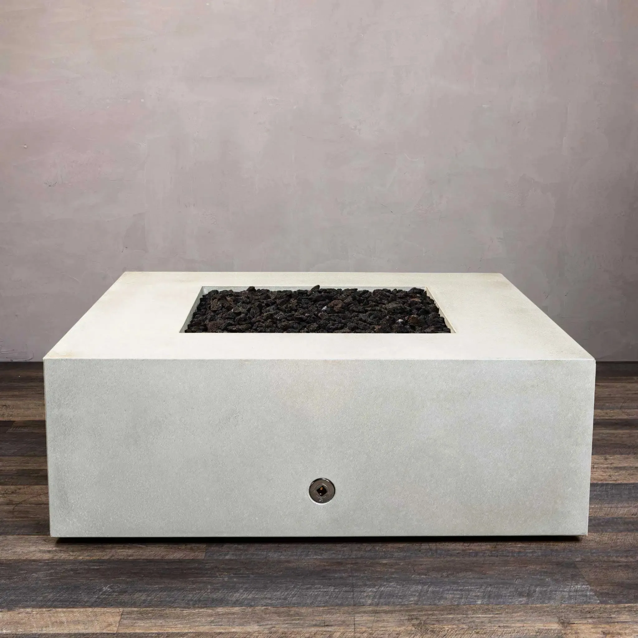 Gravity 45" W White Square Concrete CSA Electronic Ignition High/Low Propane Gas Fire Pit - SD-FP-GRAV-454516-WHT-ELECCSAHL-LP by Starfire Designs