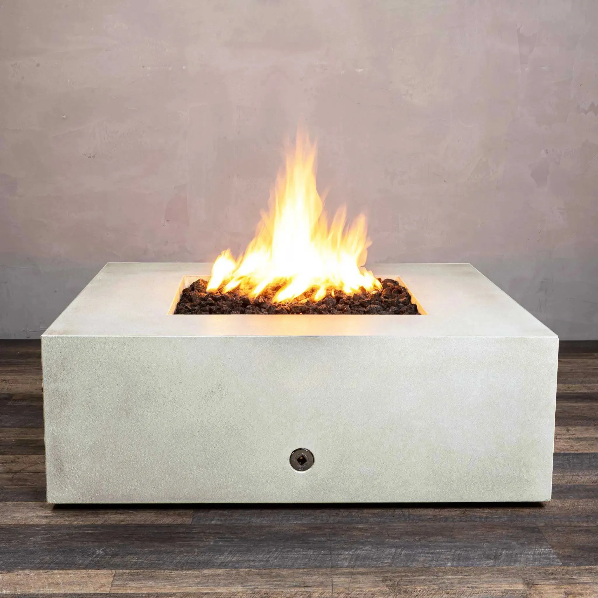 Gravity 45" W White Square Concrete CSA Electronic Ignition High/Low Propane Gas Fire Pit - SD-FP-GRAV-454516-WHT-ELECCSAHL-LP by Starfire Designs