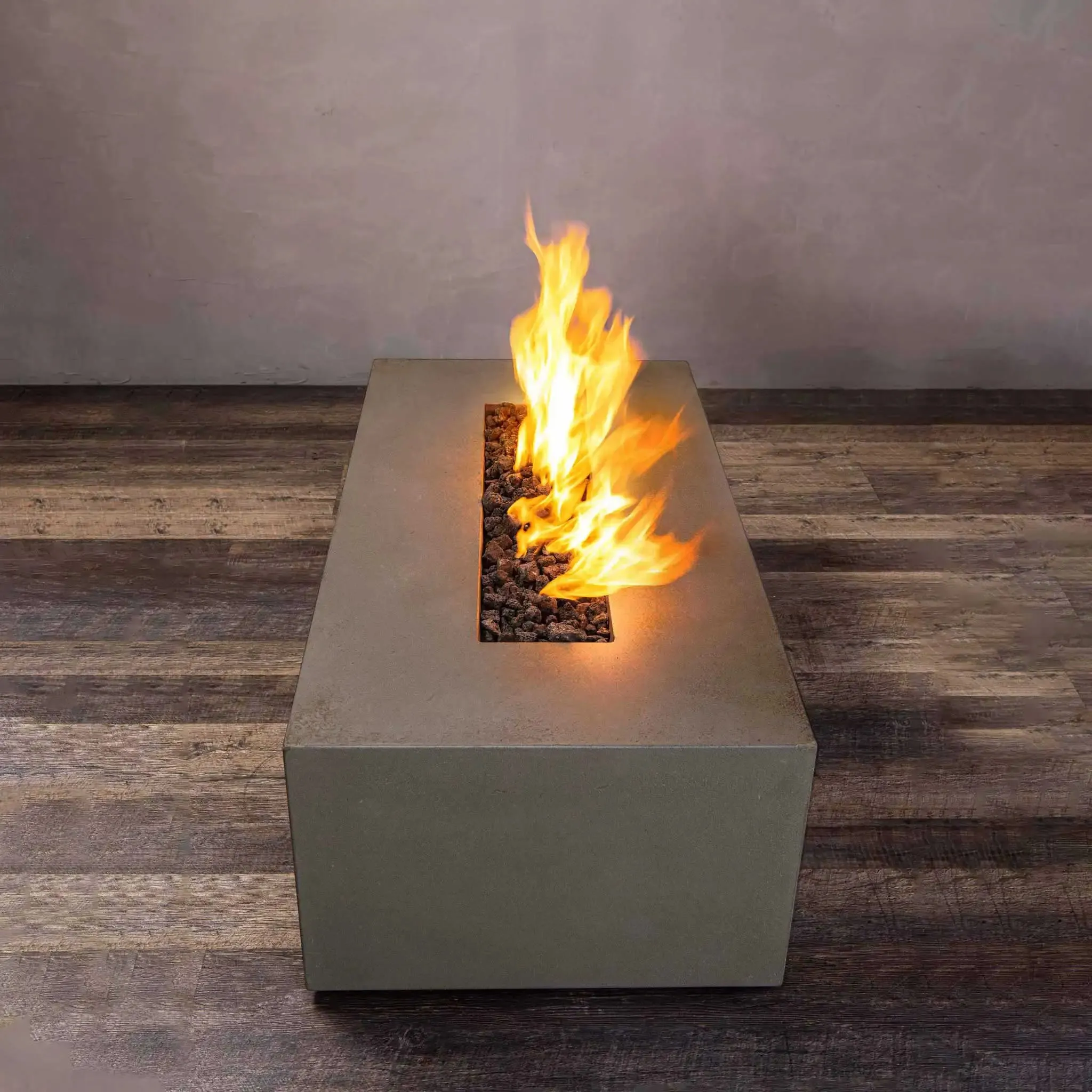 Gravity 48" W x 32" L Brown Rectangle Concrete PowerGlow Electronic Ignition Natural Gas Fire Pit - SD-FP-GRAV-483216-BRN-POWERGLOW-NG by Starfire Designs