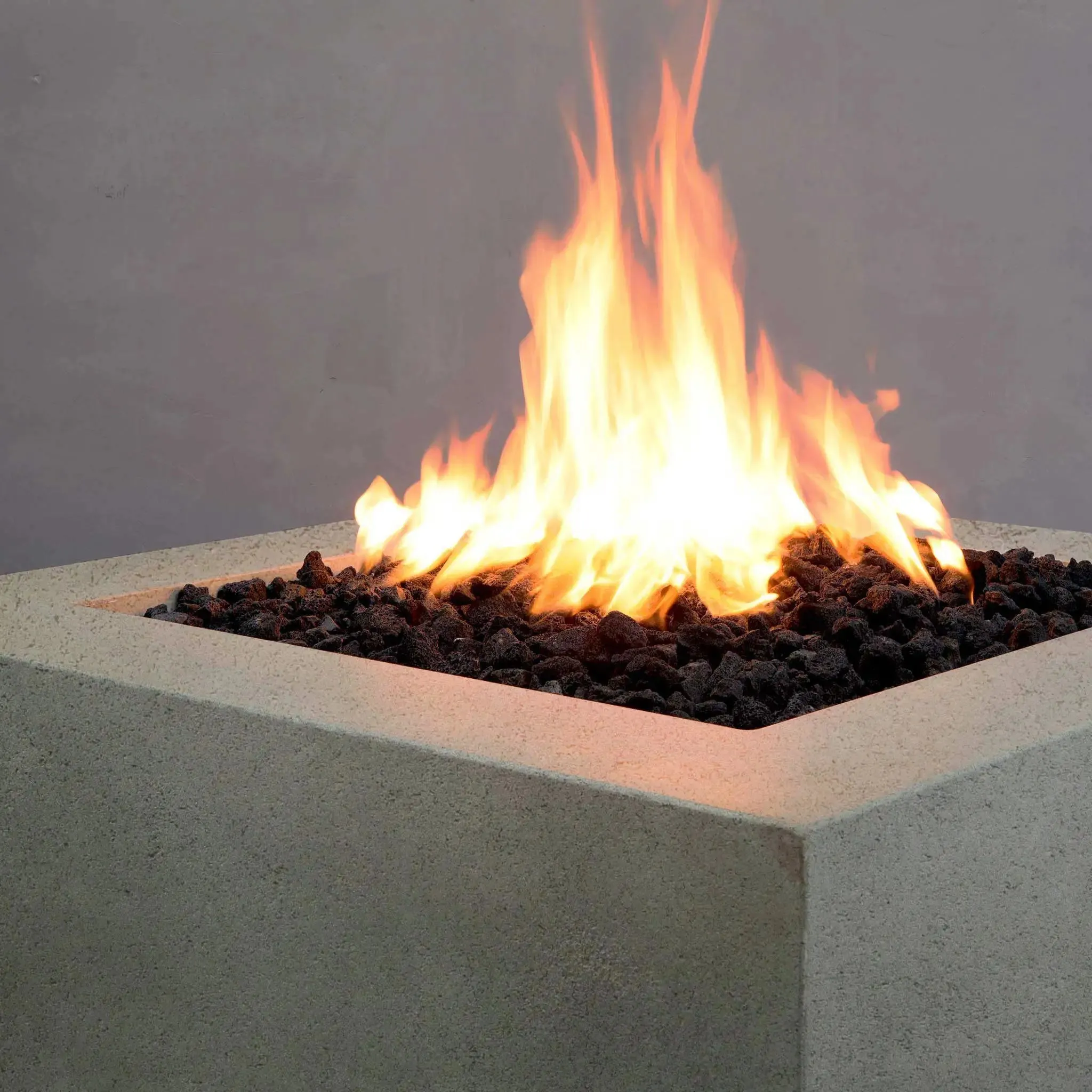 Gravity - Rustic 36" W Beige Square Concrete CSA Electronic Ignition High/Low Propane Gas Fire Pit - SD-FP-TRAV-363616-BEIG-ELECCSAHL-LP by Starfire Designs