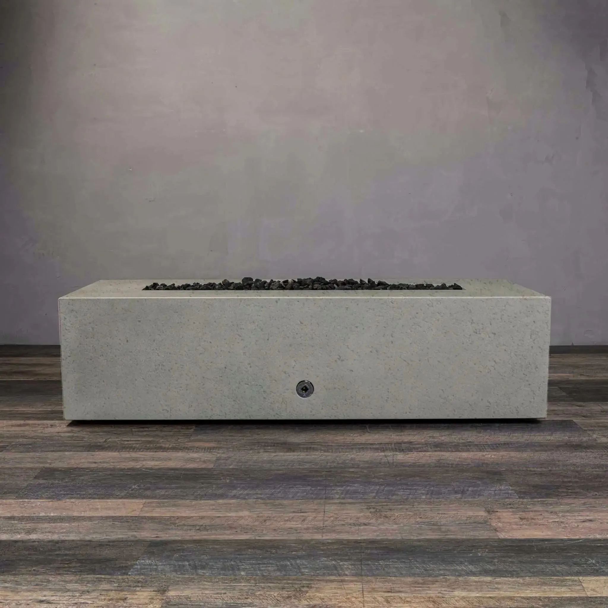 Gravity - Rustic 60" W x 24" L Beige Rectangle Concrete CSA Electronic Ignition On/Off Natural Gas Fire Pit - SD-FP-TRAV-602416-BEIG-ELECCSAOO-NG by Starfire Designs