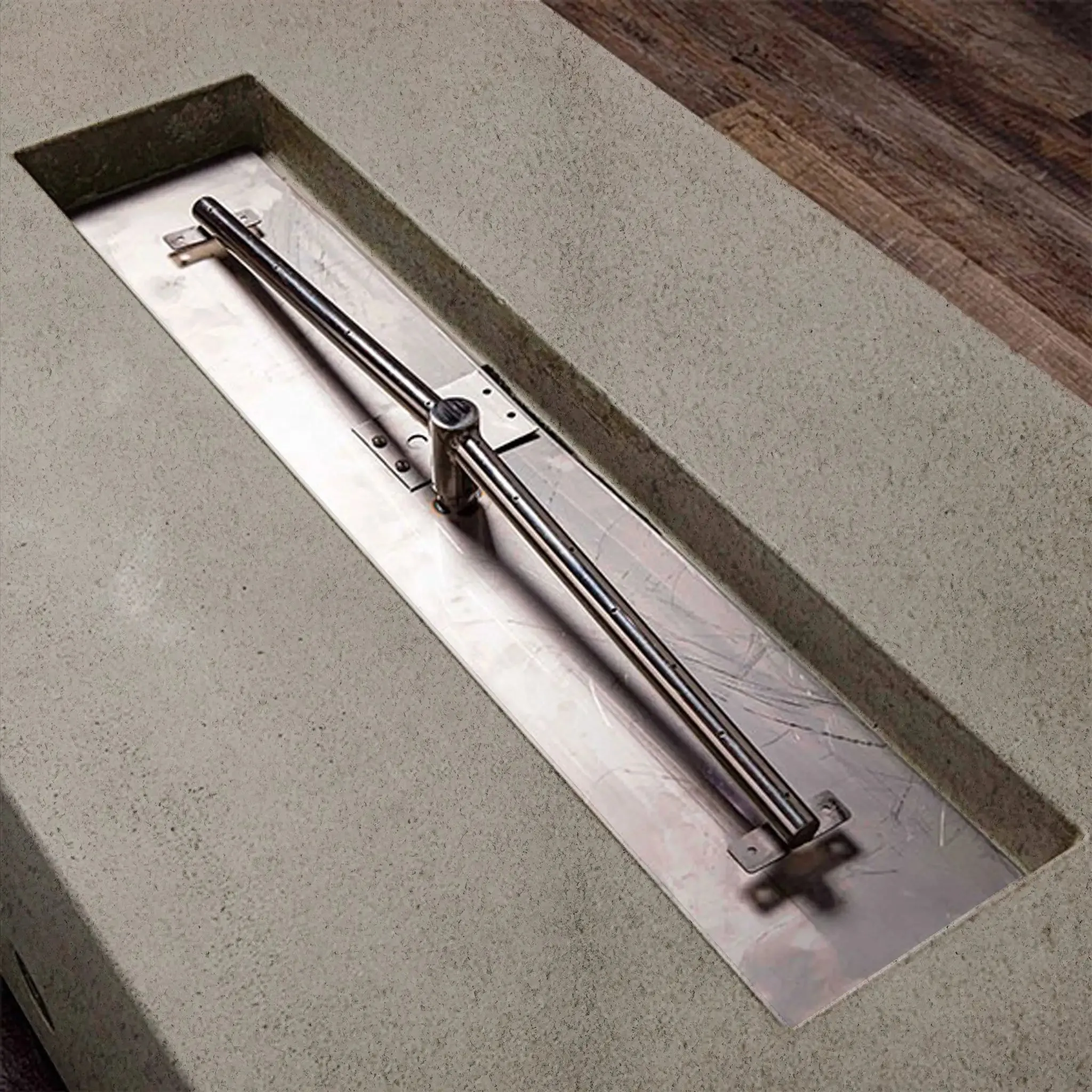 Gravity - Rustic 60" W x 24" L Beige Rectangle Concrete CSA Electronic Ignition On/Off Natural Gas Fire Pit - SD-FP-TRAV-602416-BEIG-ELECCSAOO-NG by Starfire Designs