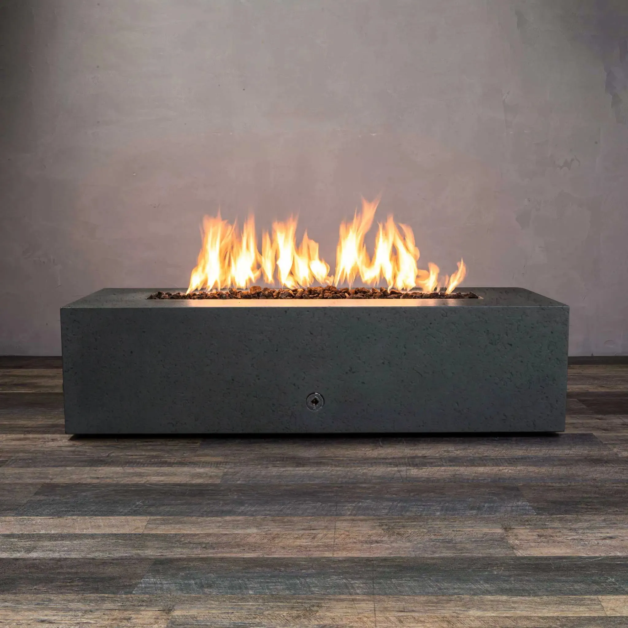 Gravity - Rustic 60" W x 24" L Graphite Rectangle Concrete Match Lit Natural Gas Fire Pit - SD-FP-TRAV-602416-GRPH-ML by Starfire Designs