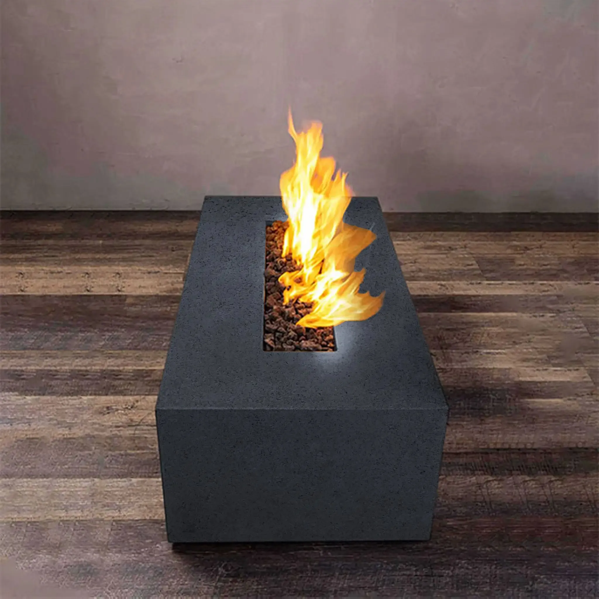 Gravity - Rustic 60" W x 24" L Graphite Rectangle Concrete Match Lit Natural Gas Fire Pit - SD-FP-TRAV-602416-GRPH-ML by Starfire Designs