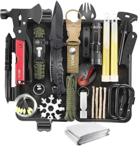 High quality Perfect gift survival gear kit camping accessories 34 in 1 for climbing hiking(10 Pack)