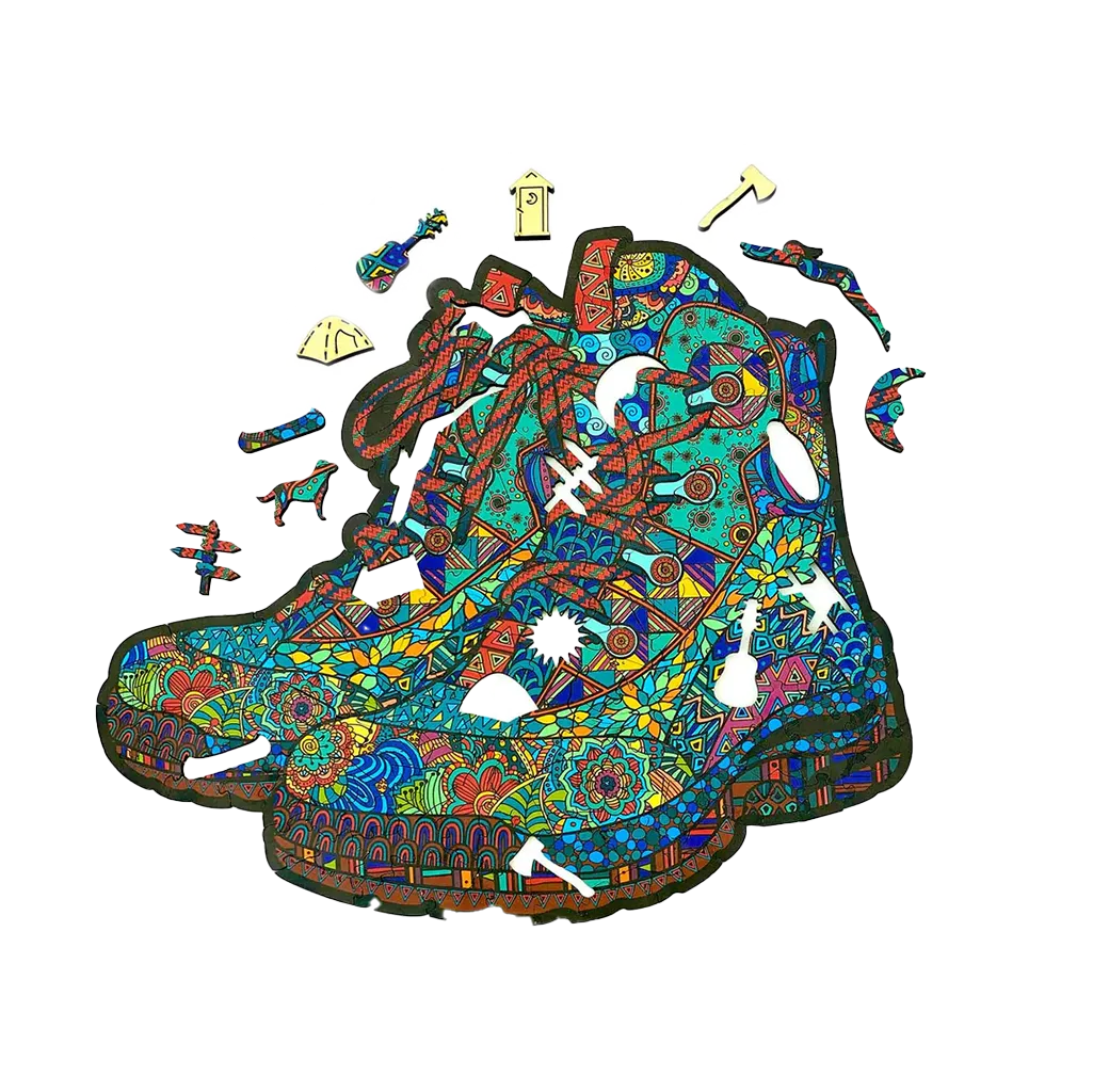 Hiking Boots Wood Puzzle