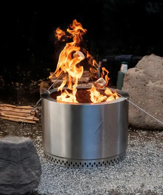 HotShot Explorer Portable Low Smoke 19.5" Round Wood-Burning Fire Pit with Carry Bag