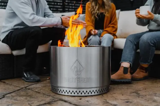 HotShot Explorer Portable Low Smoke 19.5" Round Wood-Burning Fire Pit with Carry Bag