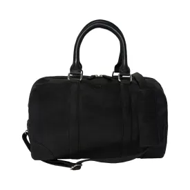 MANDAVA Genuine Leather Unisex Travel Duffel Bag, Shoulder Weekender Overnight Luggage Bag (Black)