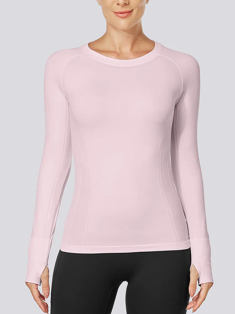 MathCat Quick Dry Gym Athletic Long Sleeve Workout Shirts for Women Purple