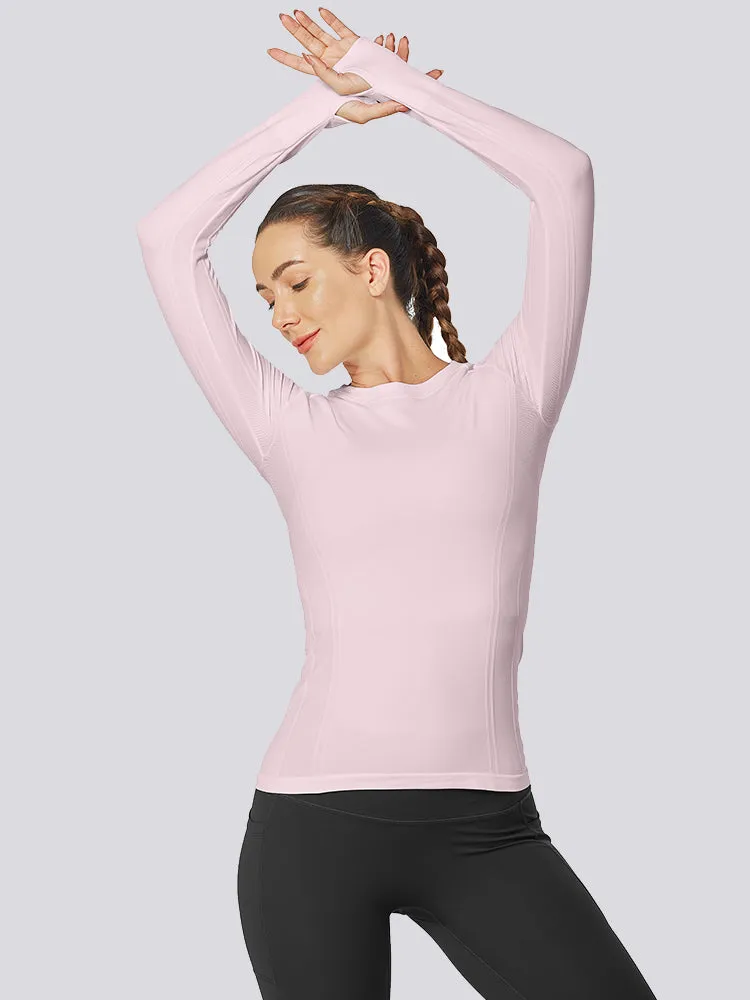 MathCat Quick Dry Gym Athletic Long Sleeve Workout Shirts for Women Purple