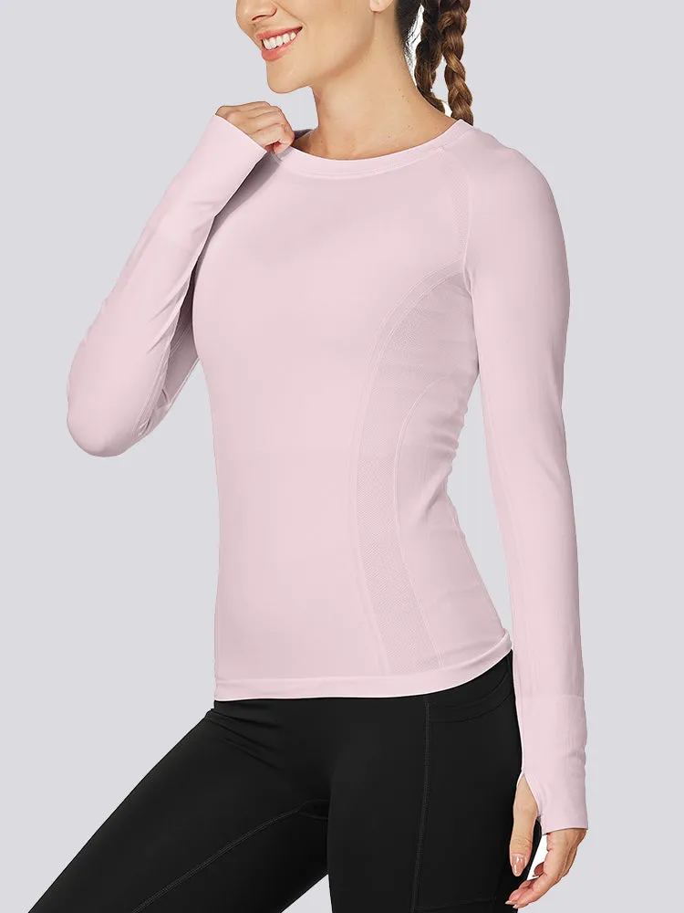 MathCat Quick Dry Gym Athletic Long Sleeve Workout Shirts for Women Purple