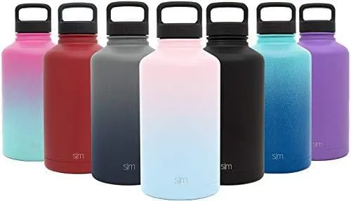 Simple Modern 40 oz Summit Water Bottle - Stainless Steel Liter Flask  2 Lids - Wide Mouth Double Wall Vacuum Insulated Leakproof Thermos Ombre: Sweet Taffy