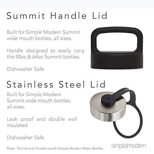 Simple Modern 40 oz Summit Water Bottle - Stainless Steel Liter Flask  2 Lids - Wide Mouth Double Wall Vacuum Insulated Leakproof Thermos Ombre: Sweet Taffy