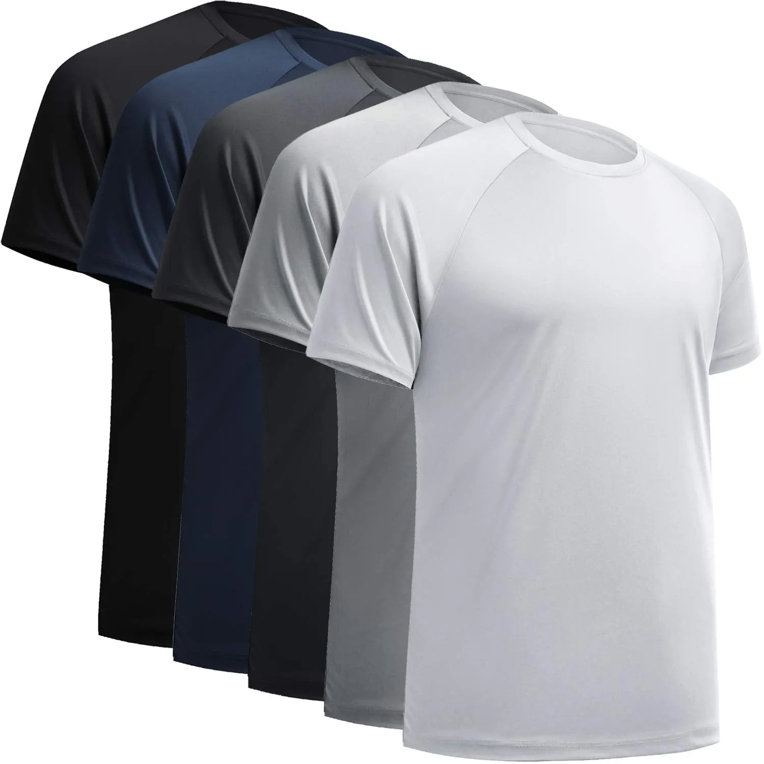 Workout Shirts for Men, Moisture Wicking Quick Dry Active Athletic Men's Gym Performance T Shirts