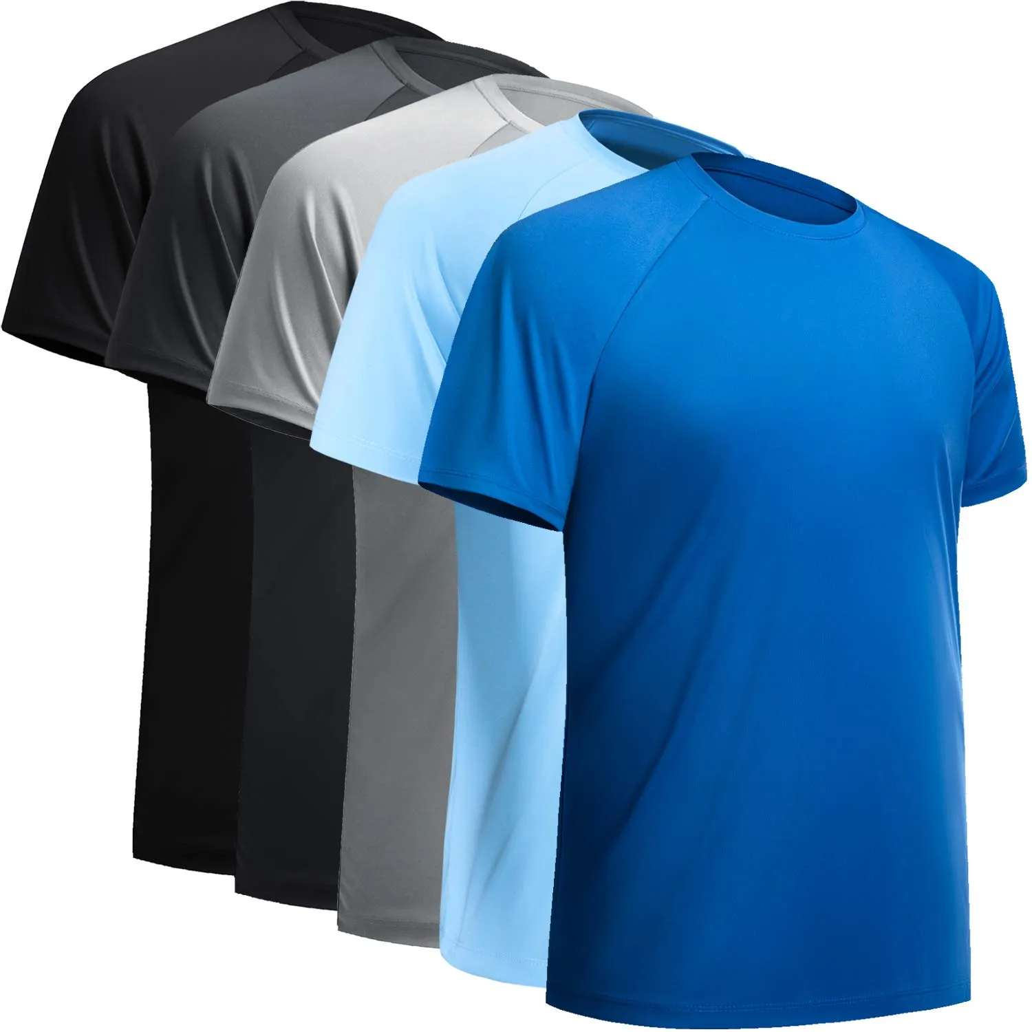 Workout Shirts for Men, Moisture Wicking Quick Dry Active Athletic Men's Gym Performance T Shirts